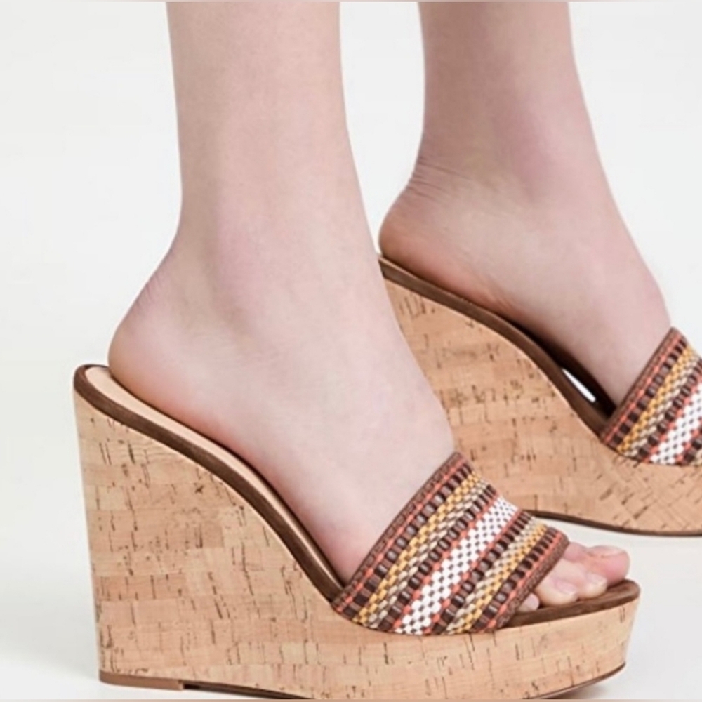 Veronica Beard Dali Woven Wedges Sandals Size 10